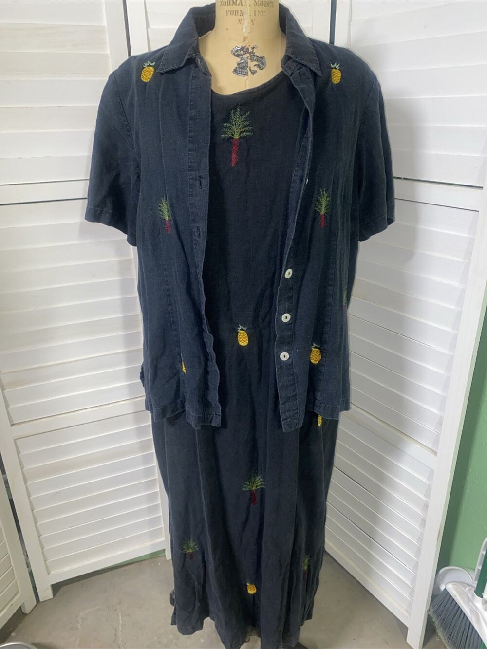 Country Wear Collection VTG 2 Pc Black Sleeveless Dress Shirt Set Women’s 1X